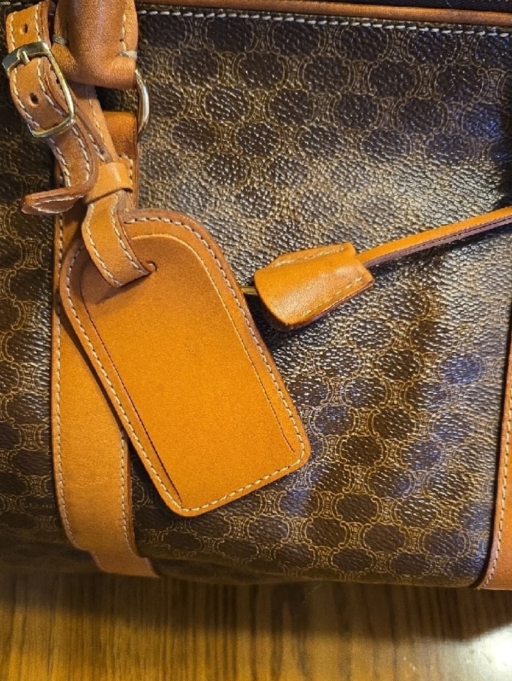 Celine Vintage Brown & Tan Coated Canvas Duffel Bag - Picture 6 of 13
